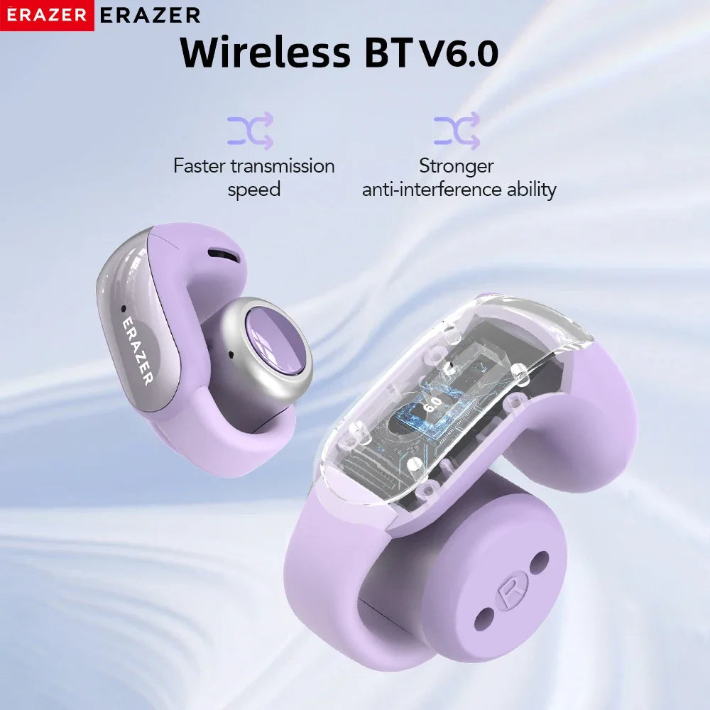 ERAZER XF28 Ear Clips AI Translator Earphones Bluetooth V6.0 Comfortable Stable Sports Wireless Headphones with LCD Display