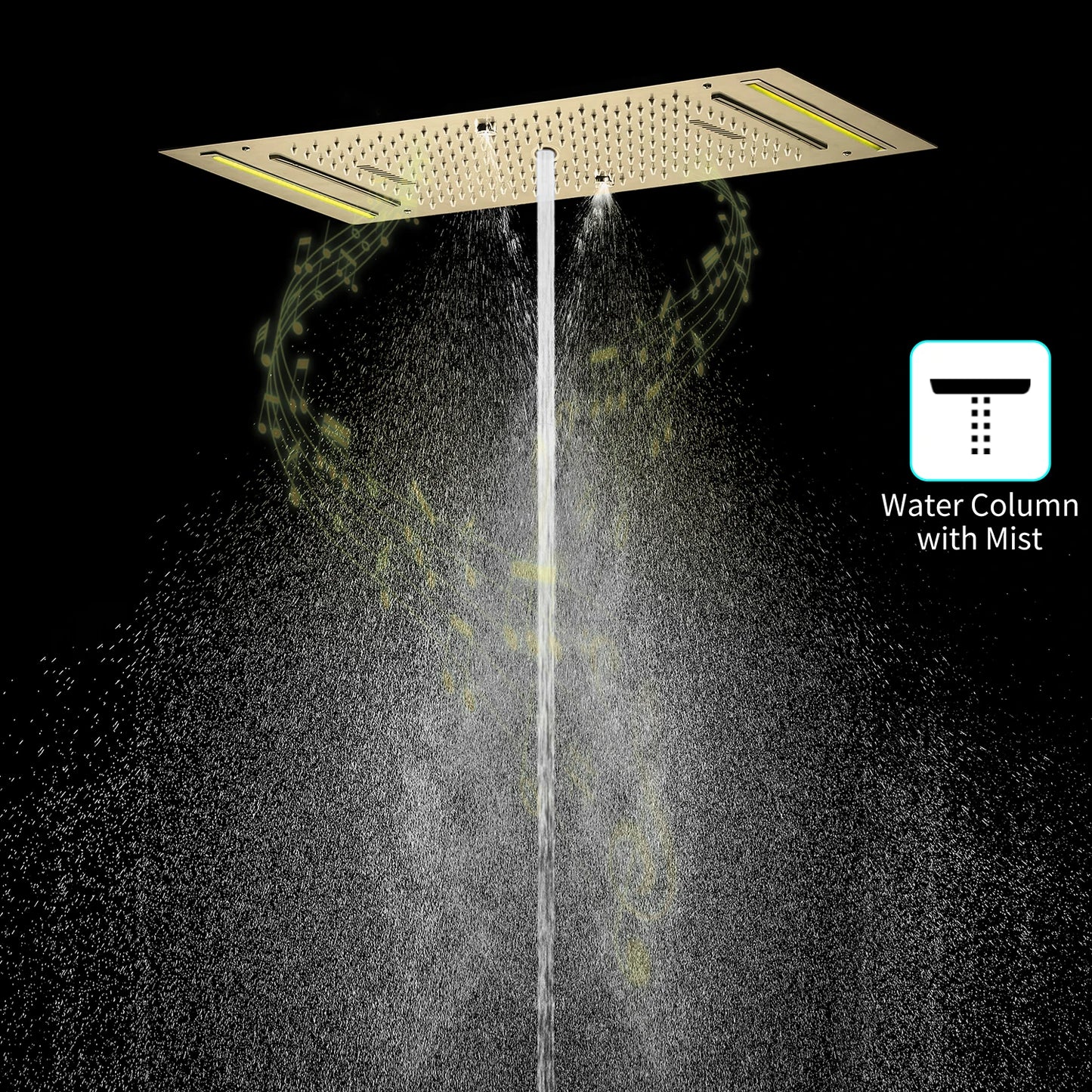 M Boenn 638*338mm Hotel Emotional Appeal Dual Shower Together Bathroom Faucet System Gold Thermostat Mixer Rainfall Shower Head