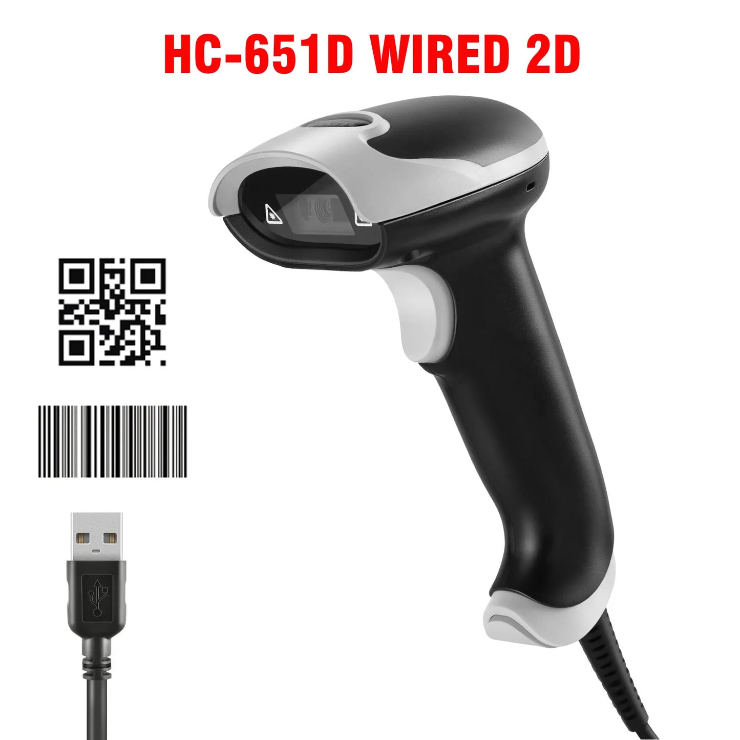 JRHC 1D USB Laser Barcode Scanner Handheld Bar Code Readers Scanning Tools Devices for Store Supermarket Library Warehouse