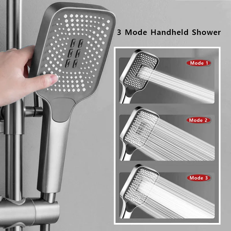 Black Bathroom Shower Set Piano Keys ABS Anti-rust Shower System Sets Wall Mounted Bathtub Hot and Cold Mixer Rain Shower Faucet