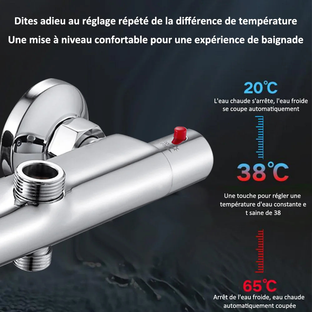 Thermostatic Shower Mixing Valve Wall Mounted Constant Temperature Anti Scald Shower Valve Diverter Hot Cold Water Mixer Valve