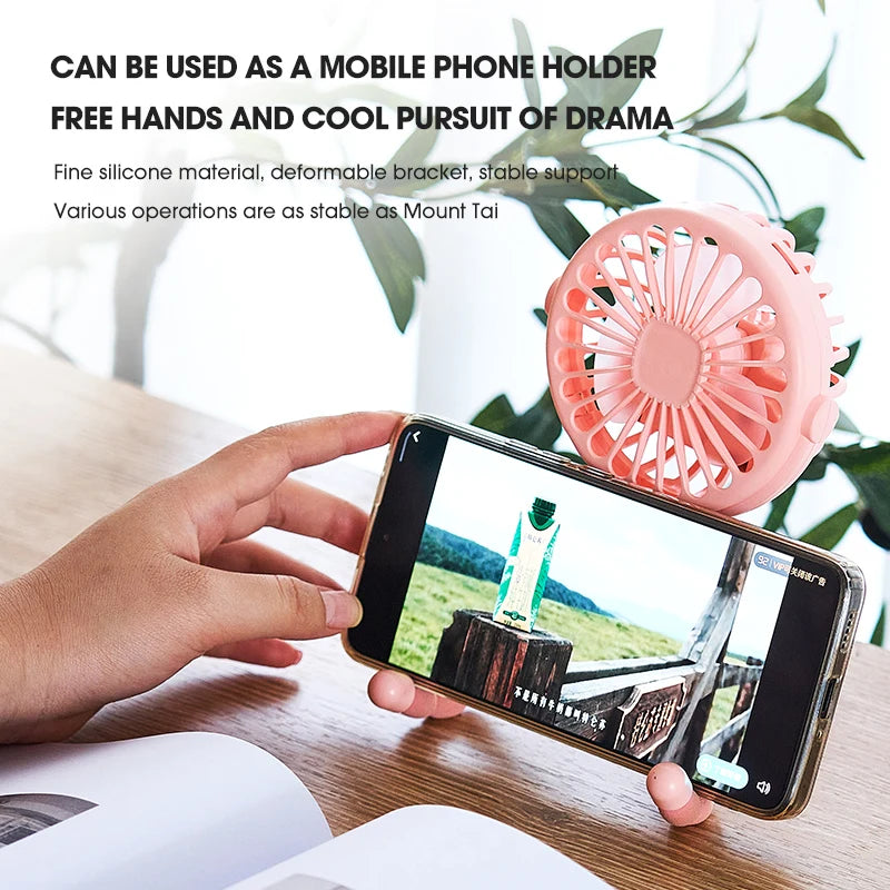Portable USB Desktop Folding Fan,Outdoor Baby Stroller Handheld Fan, Summer Mute Small Multifunctional Octopus Mini Fan