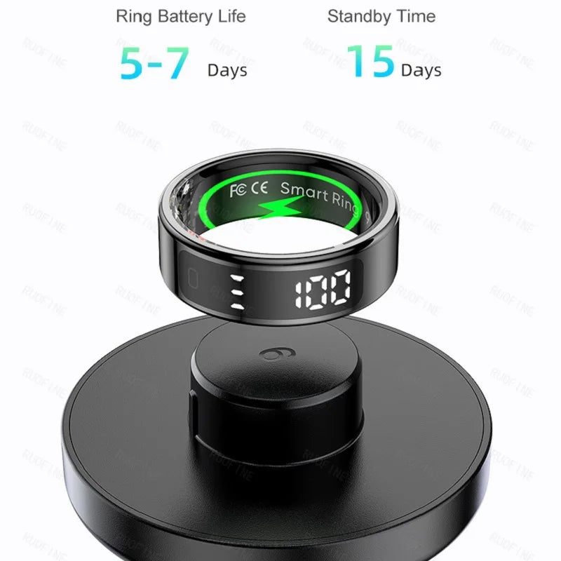 Qring R11 LED Display Ring Ladies Men's Stainless-steel Rings Oxygen Saturation Electronic Praise Heart Rate Waterproof 2025 New
