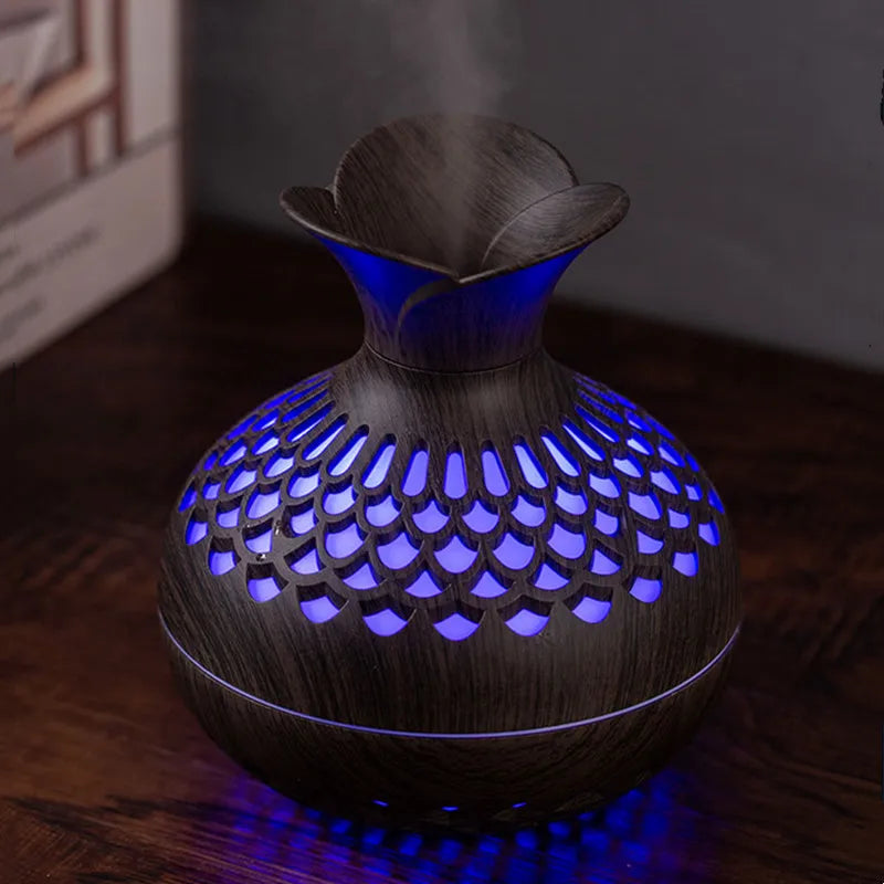 300ml USB Air Humidifier, Mini Humidifier Desktop Humidifier, Hollow Vase Shape Humidifier With Colorful Night Lights