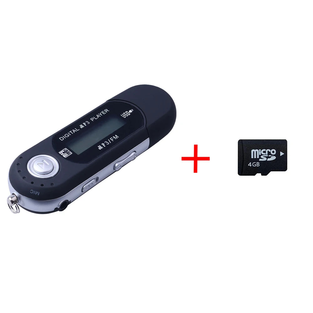Portable USB MP3 Player Music Player Digital LCD Screen 4G Storage FM Radio Multifunction MP3 Music Player USB Stick