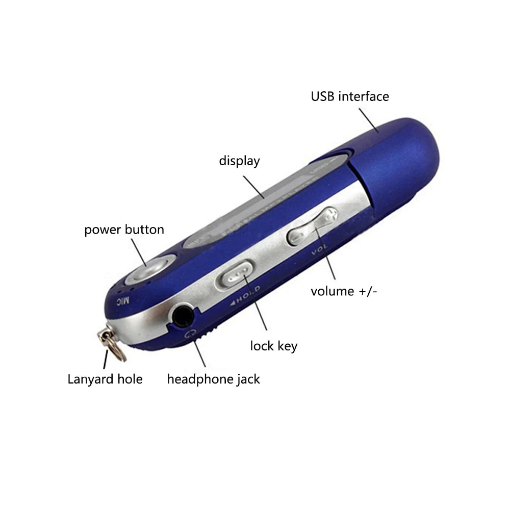 Portable USB MP3 Player Music Player Digital LCD Screen 4G Storage FM Radio Multifunction MP3 Music Player USB Stick