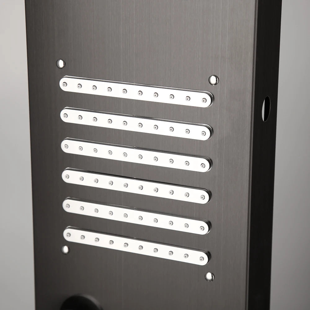 KEMAIDI 6-Function Shower Panel Set with LED Light Digital Display Modern Bathroom Shower System Wall Mounted Showert Column