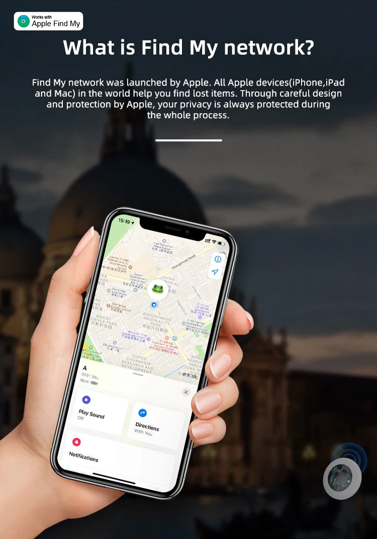 Timethinker Bluetooth GPS Airtag Tracker Smart Locator Pet Kid Finder Work with Apple Find My ITag Anti Lost Reminder Device MF1