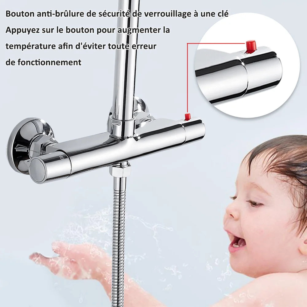 Thermostatic Shower Mixing Valve Wall Mounted Constant Temperature Anti Scald Shower Valve Diverter Hot Cold Water Mixer Valve