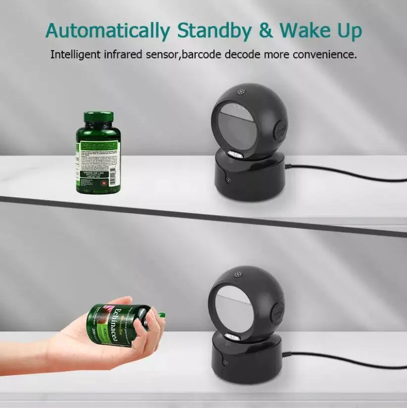 NETUM A5 2D Desktop Barcode Scanner, Omnidirectional Hands-Free Wired USB Big Barcode Reader 1D QR Screen Barcodes Scanning