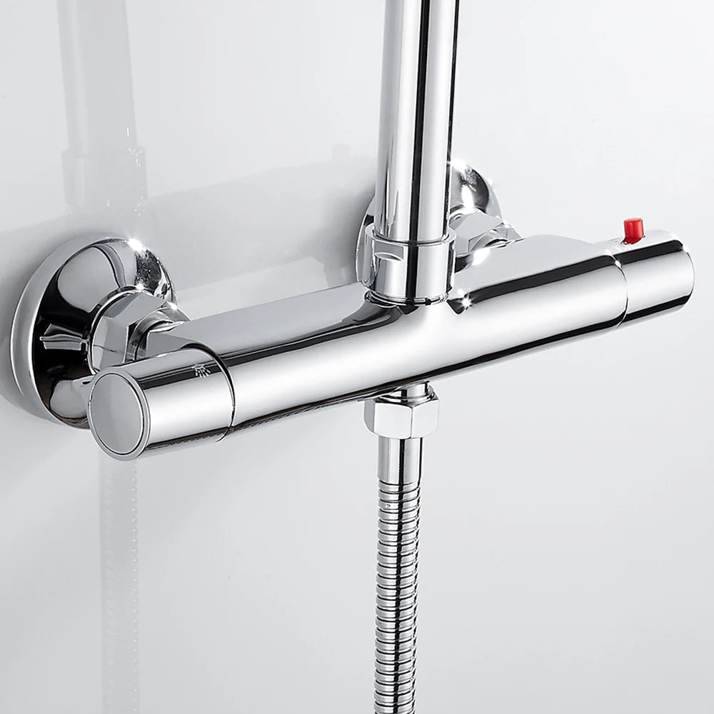 Thermostatic Shower Mixing Valve Wall Mounted Constant Temperature Anti Scald Shower Valve Diverter Hot Cold Water Mixer Valve