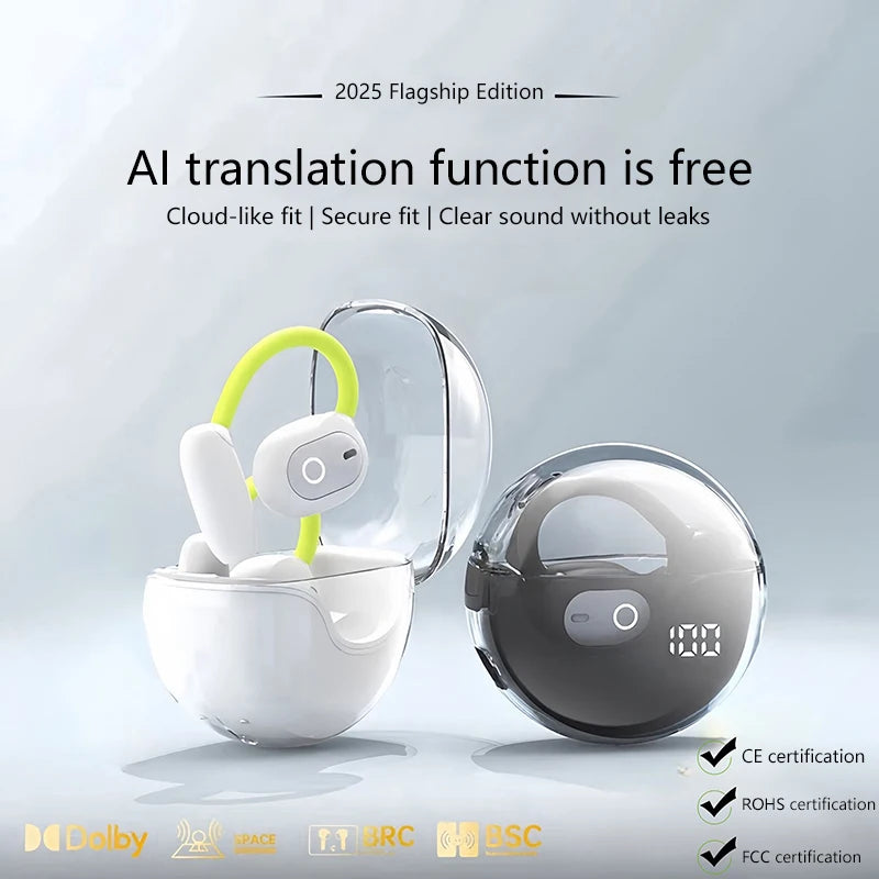 Translation Earphones Bluetooth 5.3 Noise Reduction Earphones AI Instant Translation Smart Language Wireless Earphones 2025