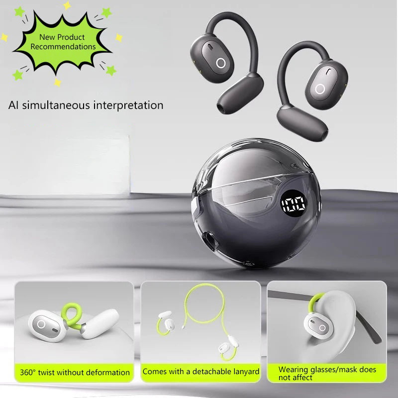Translation Earphones Bluetooth 5.3 Noise Reduction Earphones AI Instant Translation Smart Language Wireless Earphones 2025