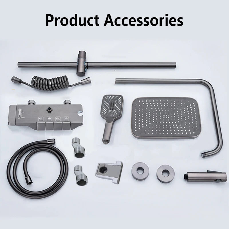 Black Bathroom Shower Set Piano Keys ABS Anti-rust Shower System Sets Wall Mounted Bathtub Hot and Cold Mixer Rain Shower Faucet