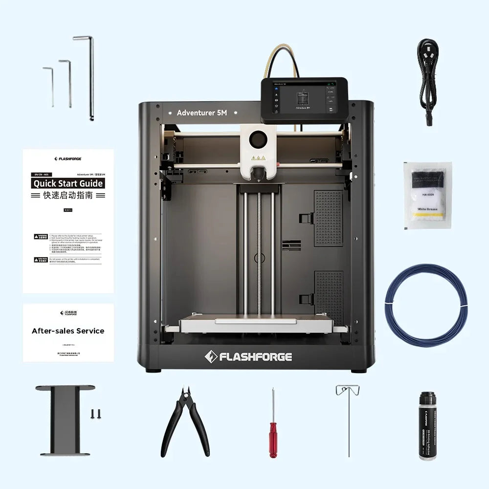 Flashforge Adventurer 5M FDM 3D Printer DIY Kit Max 600mm/s Fast High Speed Printing Out Of Box Quick Detachable Nozzle Dual fan