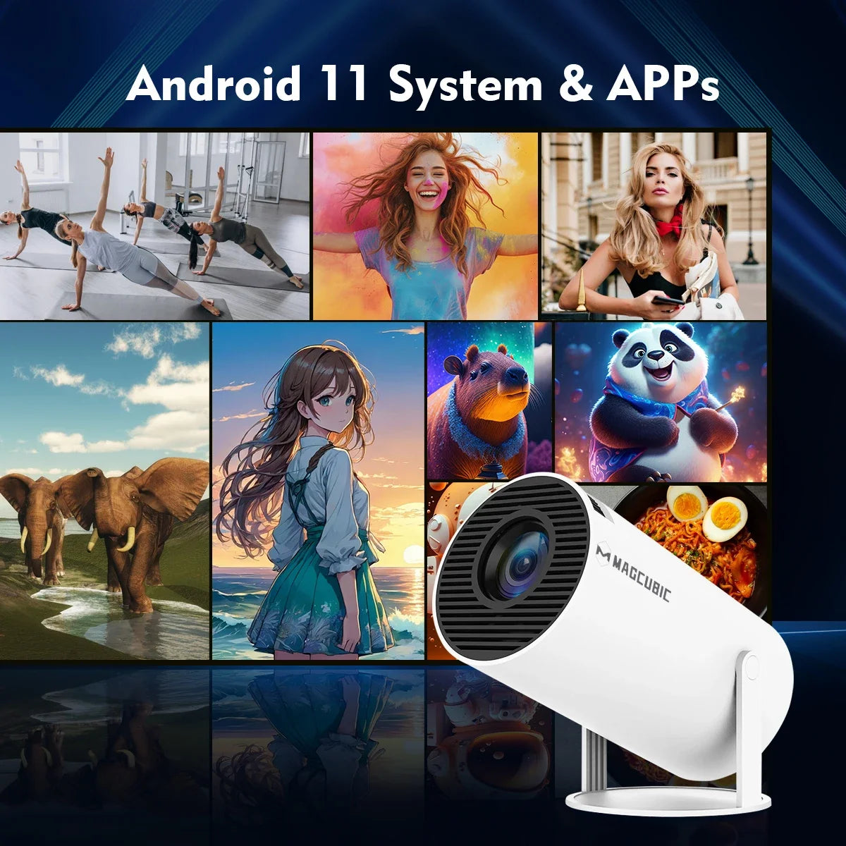 Magcubic 4K HD Projector HY300 Android11 Dual Wifi6 290ANSI Allwinner H713 BT5.0 1280*720 Home Cinema Outdoor Projetor HY300 Pro