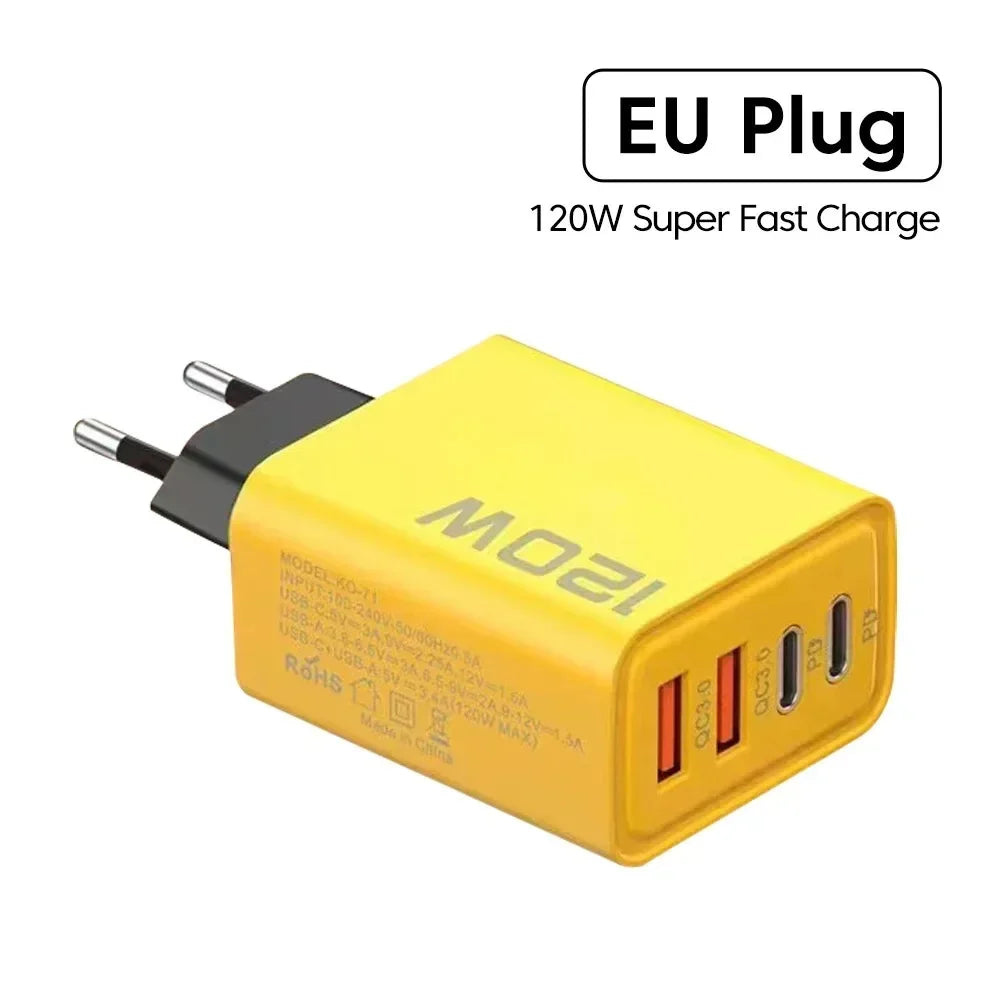 Quick Charge 3.0 Fast Charger Muti Total 120W 4 Port USB Type C