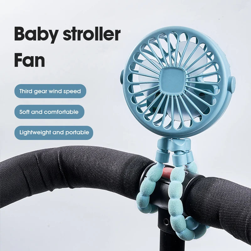 Portable USB Desktop Folding Fan,Outdoor Baby Stroller Handheld Fan, Summer Mute Small Multifunctional Octopus Mini Fan