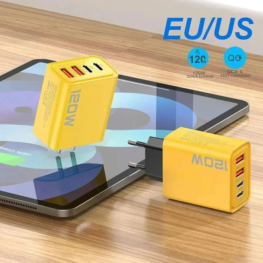 Quick Charge 3.0 Fast Charger Muti Total 120W 4 Port USB Type C