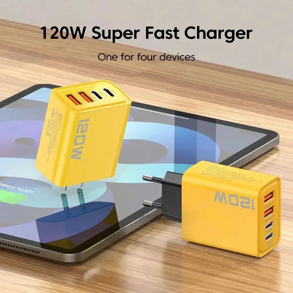 Quick Charge 3.0 Fast Charger Muti Total 120W 4 Port USB Type C